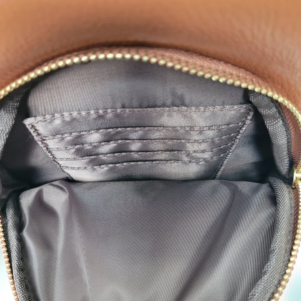 INICAT Small Crossbody Sling Bag Cognac Brown Vegan Leather Quiet Luxury NWOT - Picture 8 of 13